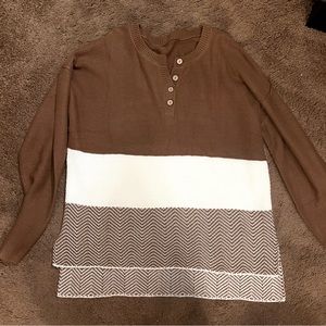 Brown Knit Striped Sweater
